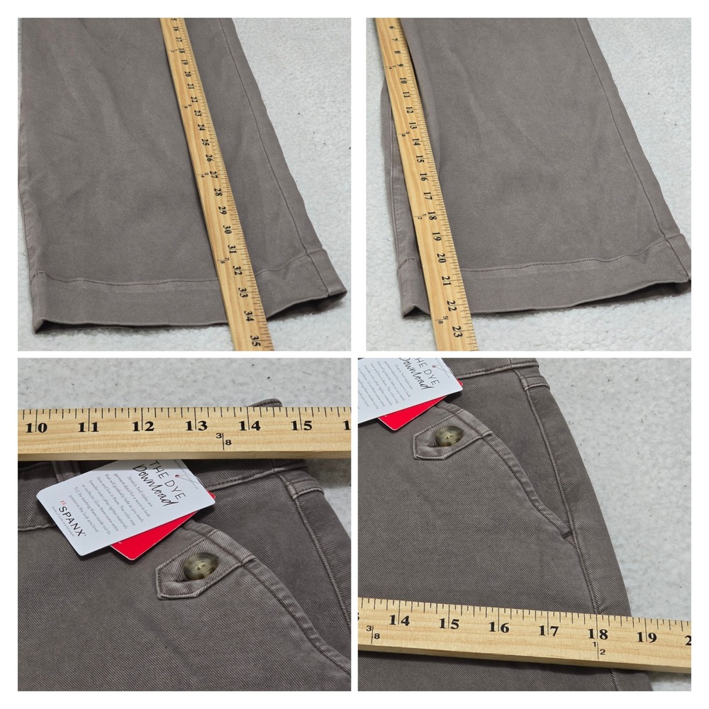 Spanx Stretch Twill Cropped Wide Leg Pants Smoke Gray Petite Large 20312Q NWT - Picture 11 of 13